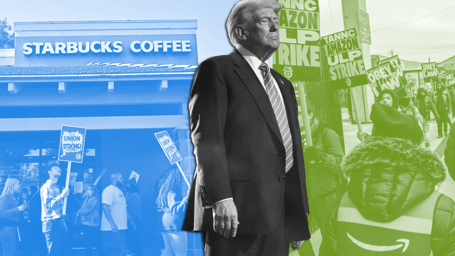 Amazon and Starbucks Workers are on Strike. Trump Might Have Something to do With It