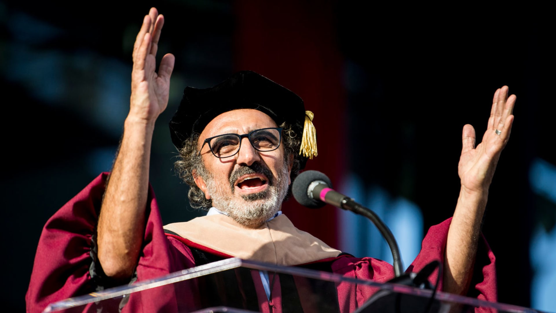 Chobani founder Hamdi Ulukaya speaks at Northeastern University.