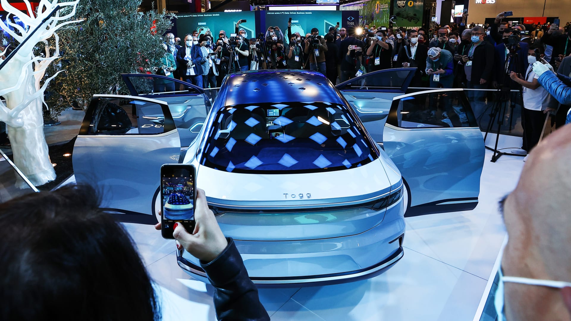 A concept car at CES from the Turkish tech company Togg, one of many automobile companies working on autonomous features.