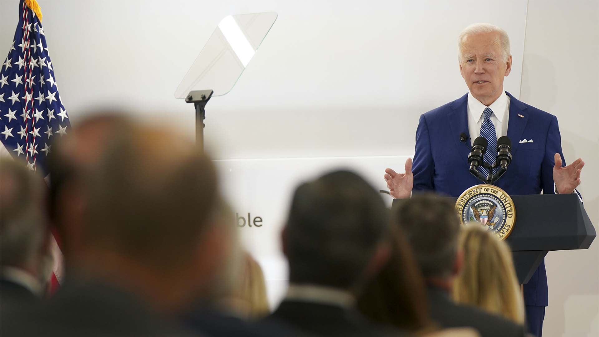 President Joe Biden at the Business Roundtable's quarterly meeting. 