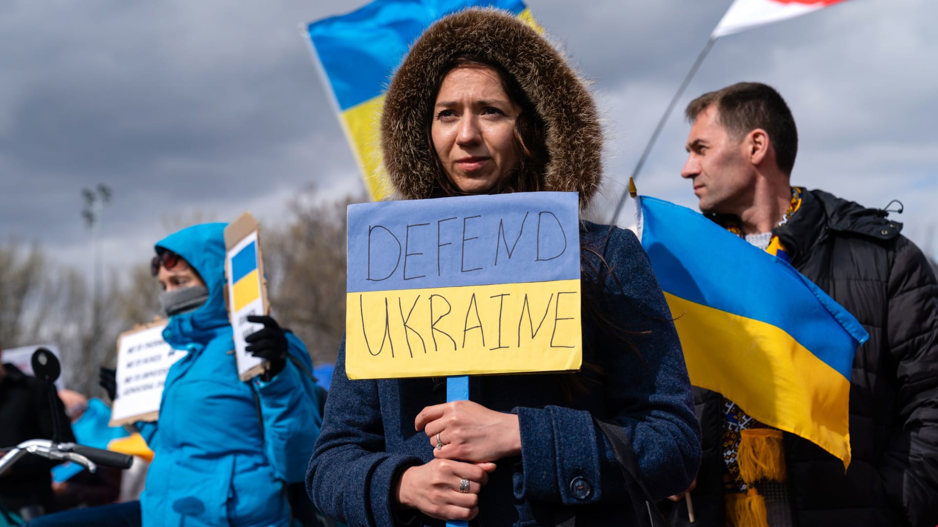 A rally against Russia's invasion of Ukraine on the National Mall in Washington, D.C., on Sunday, March 27, 2022.