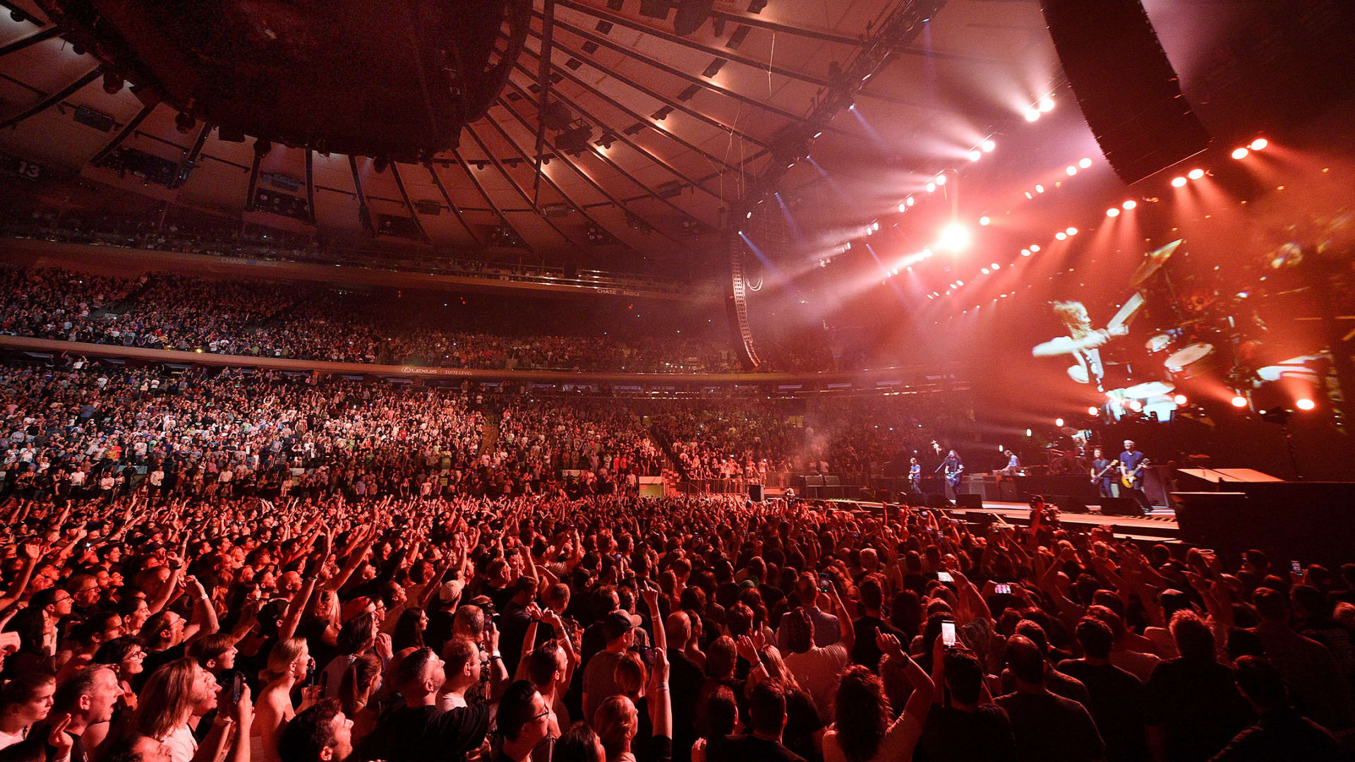 The Foo Fighters reopen Madison Square Garden on June 20, 2021, in New York City. The concert, with all attendees vaccinated, is the first in a New York arena to be held at full capacity since March 2020, when the pandemic led to the closure of live performance venues.