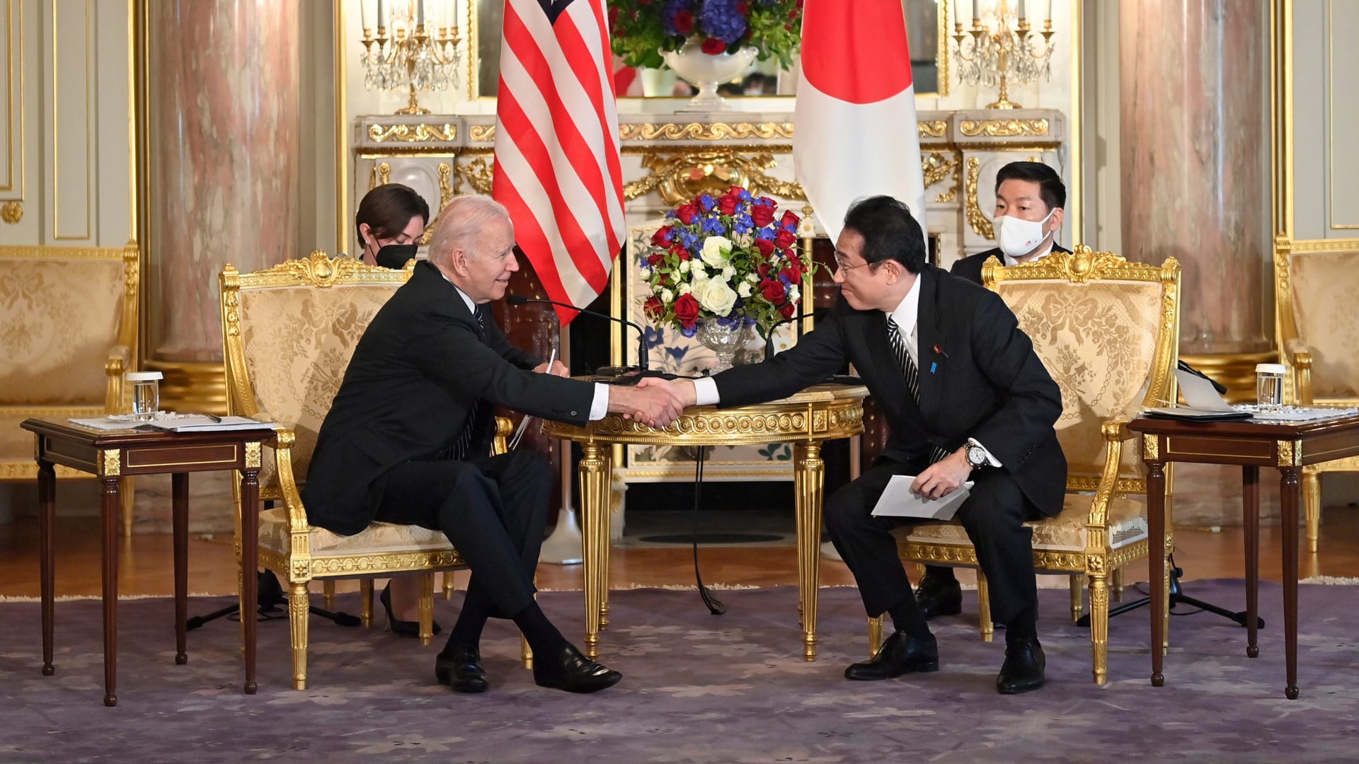 Joe Biden and Japanese Prime Minister Fumio Kishida attend the Japan-U.S. summit meeting on May 23 in Tokyo.