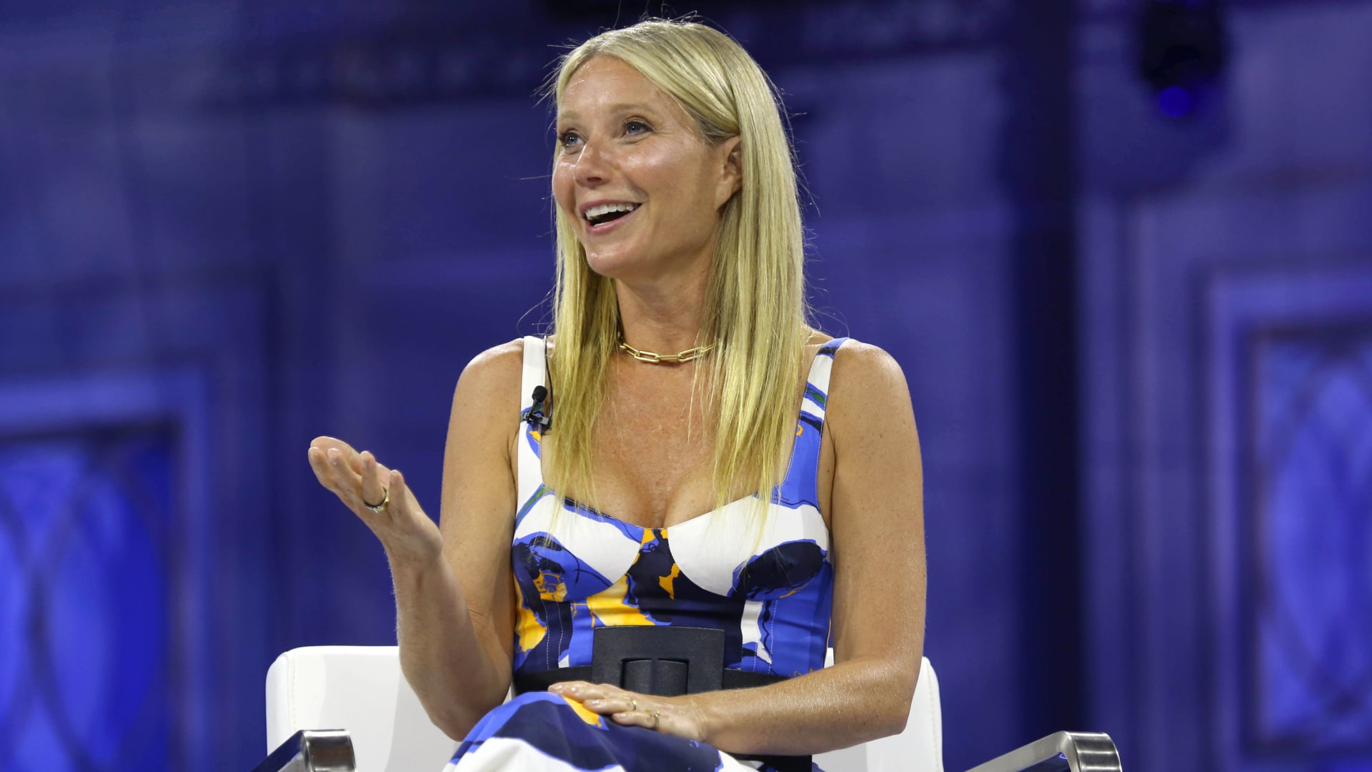 Gwyneth Paltrow speaks on a panel at the 2022 Goldman Sachs 10,000 Small Businesses Summit.