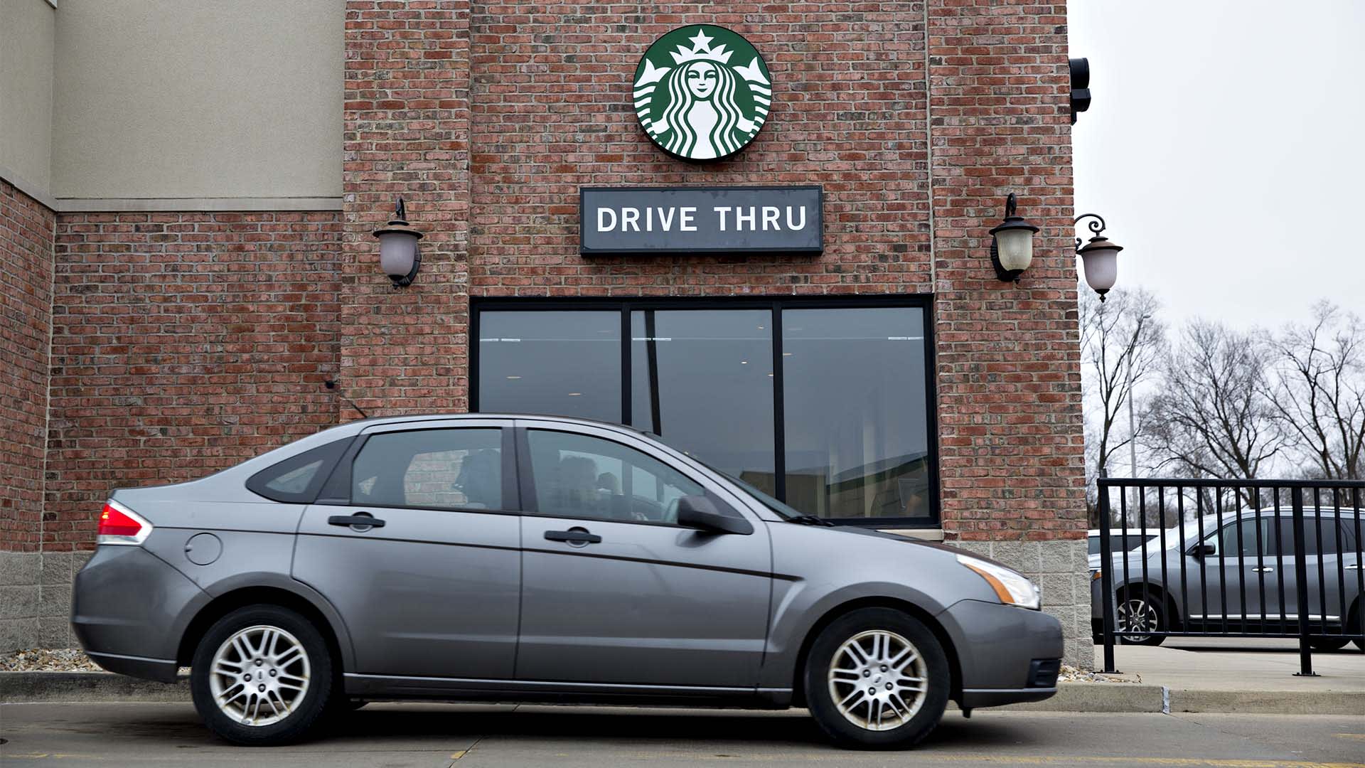 A Starbucks drive-through in Peoria, Illinois.