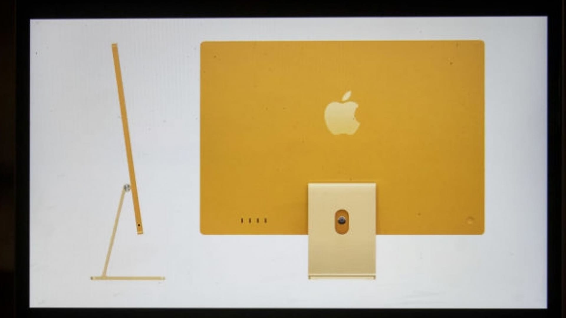 apple imac yellow desktop computers