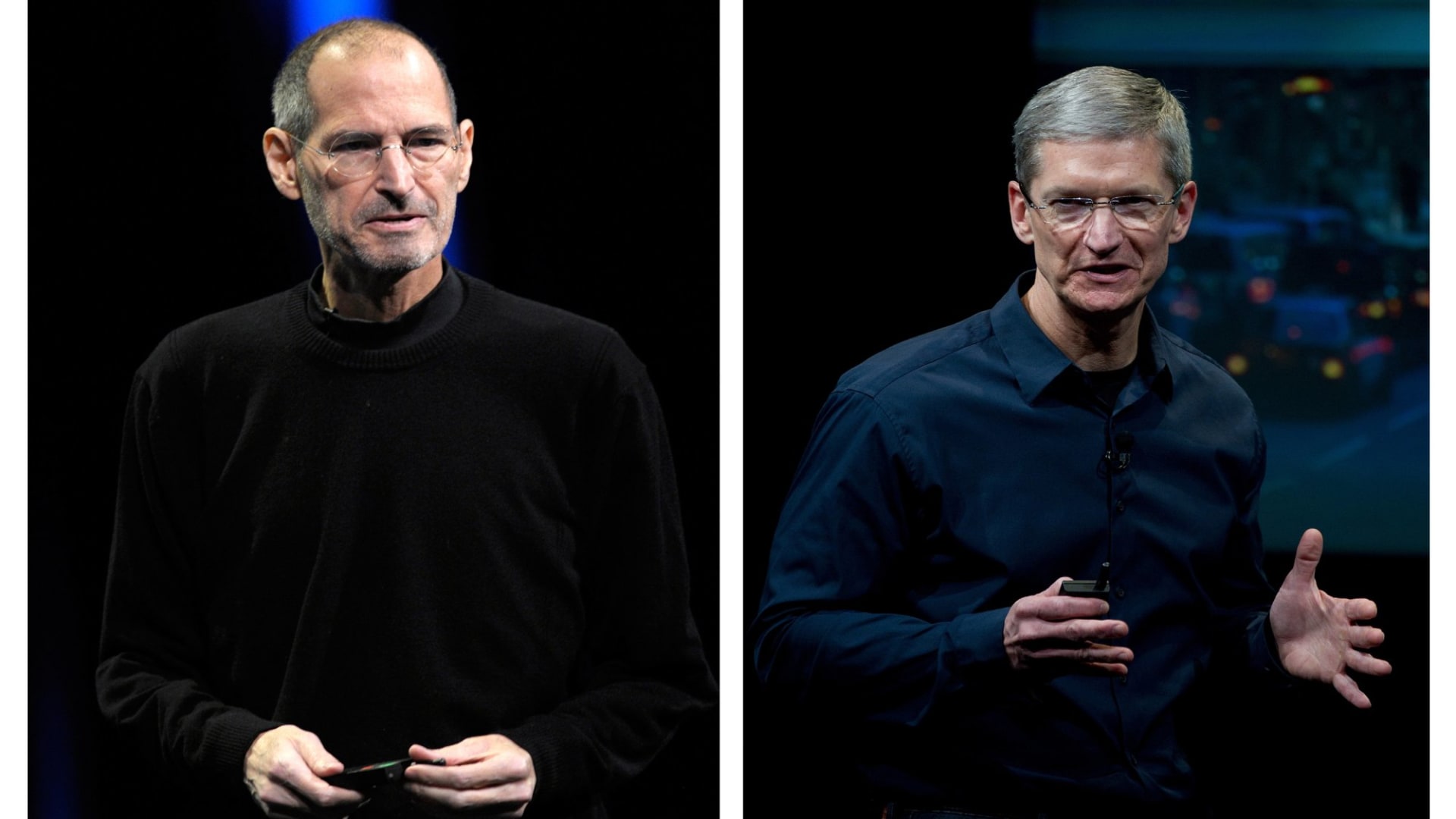 Steve Jobs and Tim Cook.